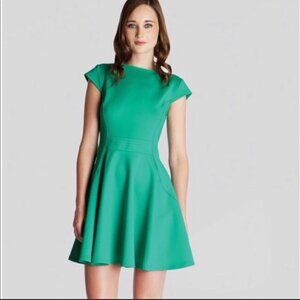 Ted‎ Baker London Green Skater Dress Women's Green Dress Size 2